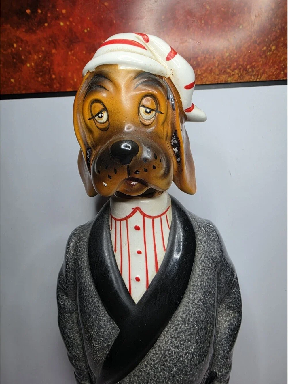 Vtg RARE Shields Fifth Avenue Japan Hangover Basset Hound Dog Decanter Figurine